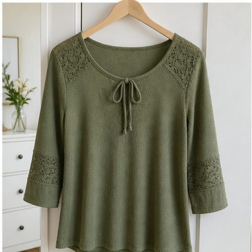 Olive Lace Trim Top